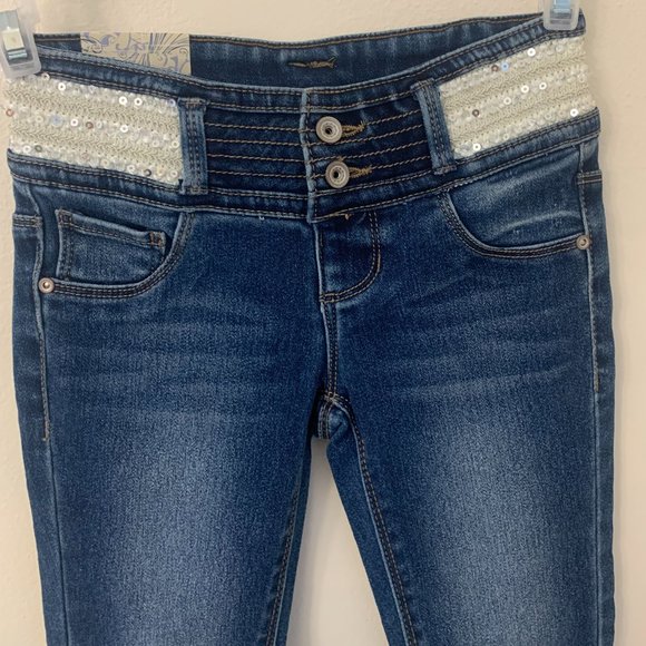 SQZ Girls Jeans with Sequined Detail on Top - NWT - Picture 2 of 7